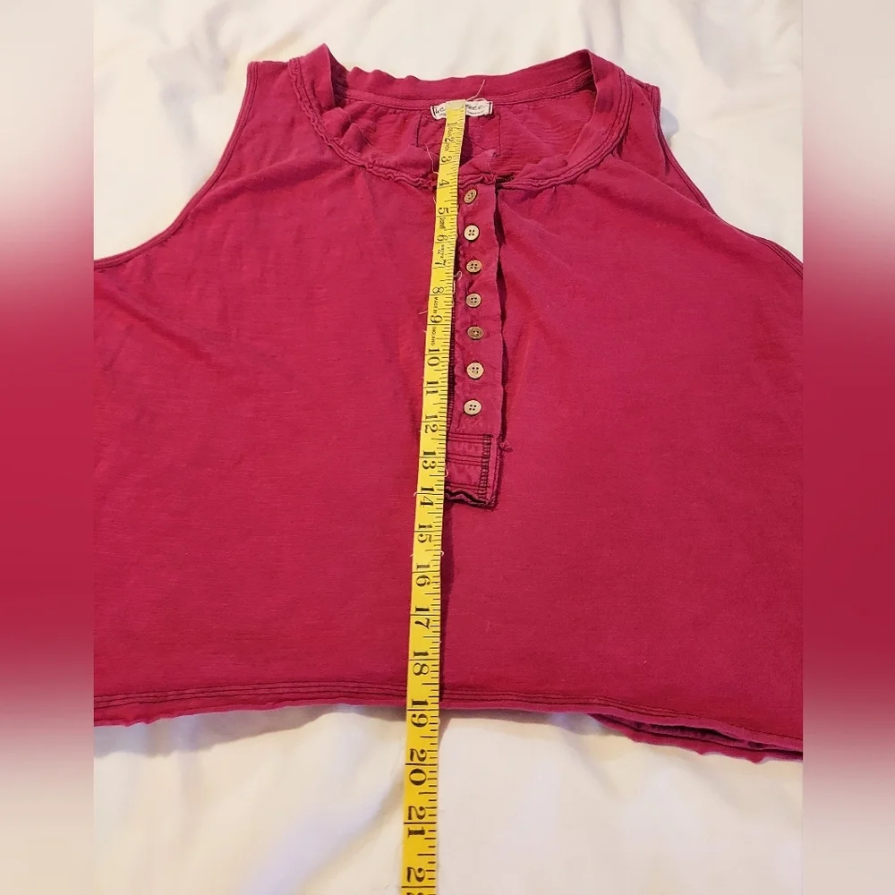 Free People Henley Magenta Flowy Cotton Sleeveless Summer Top